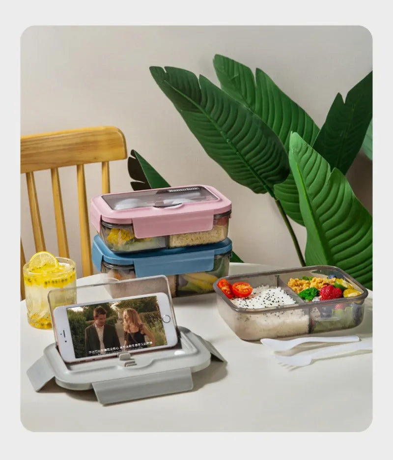 Lunch Box Tableware Office Workers Square Divided Microwave