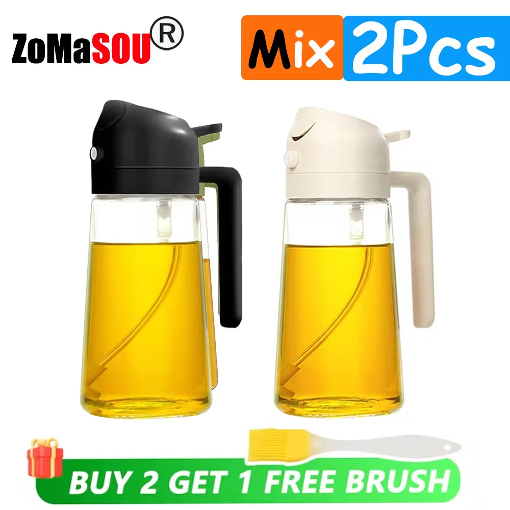1-4pc 2-In-1 Sprayer Pourer Oil Empty Bottle Plastic