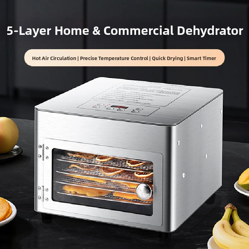 Commercial Grade 5-Layer Food Dehydrator Stainless Steel Drying