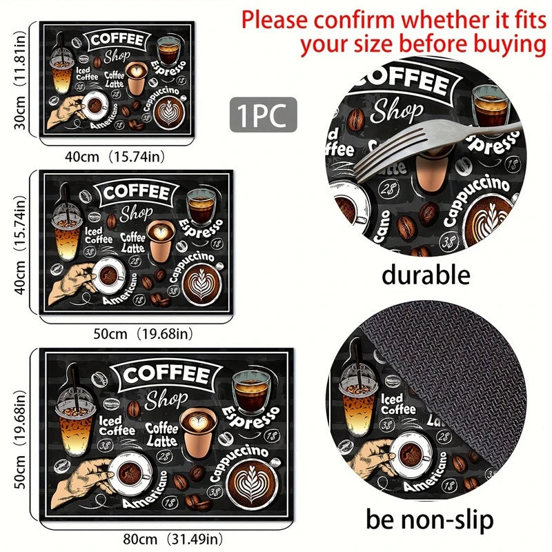 Creative Coffee Print Drying Mat Soft Rubber Non-Slip