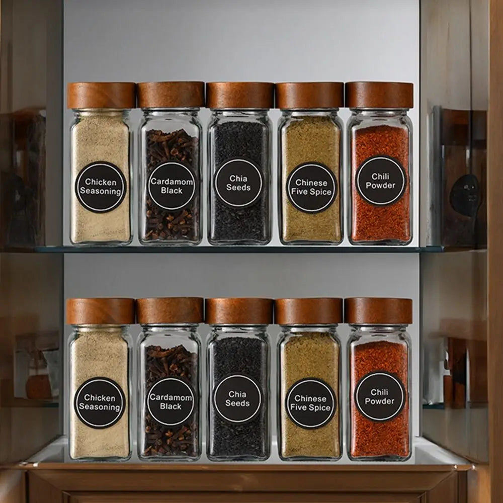 Square Spice Jars Wooden Lid Spice Jars Shaker
