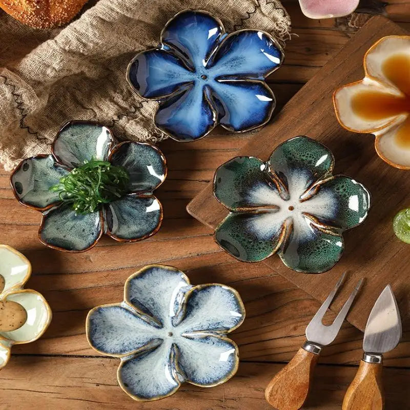 1pcsvintage Ceramic Craft Dish Flower Shaped Small Dish