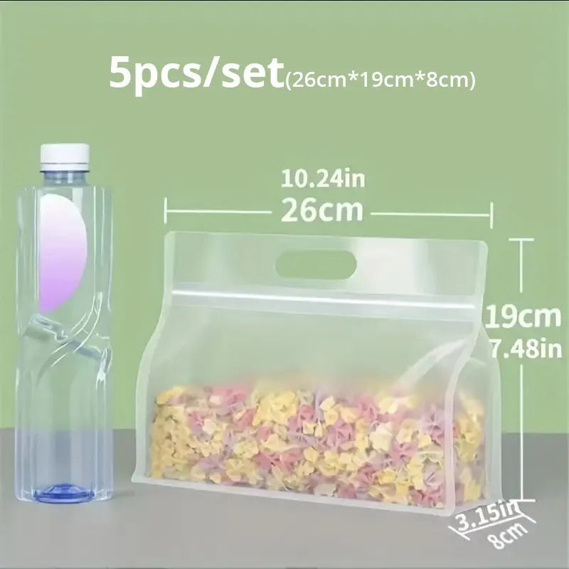 5pcs Reusable Leakproof Food Storage Bags Nut Grain