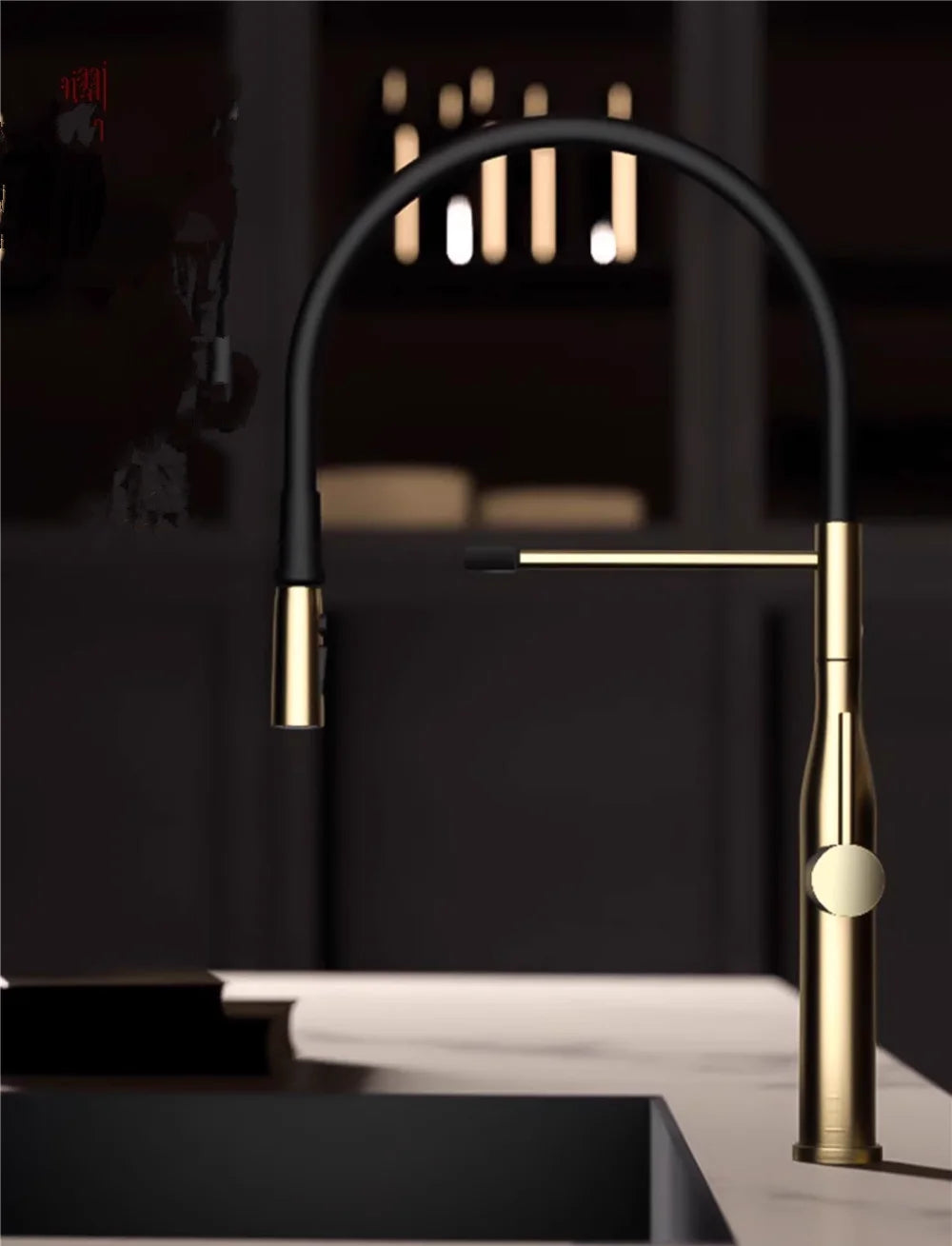 Brushed Gold Pull Out Faucet Gray Pull Out