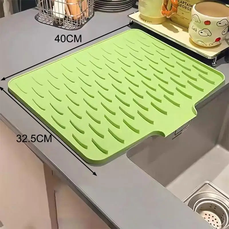 Silicone Dish Drying Mat Durable Tilted Water Drain