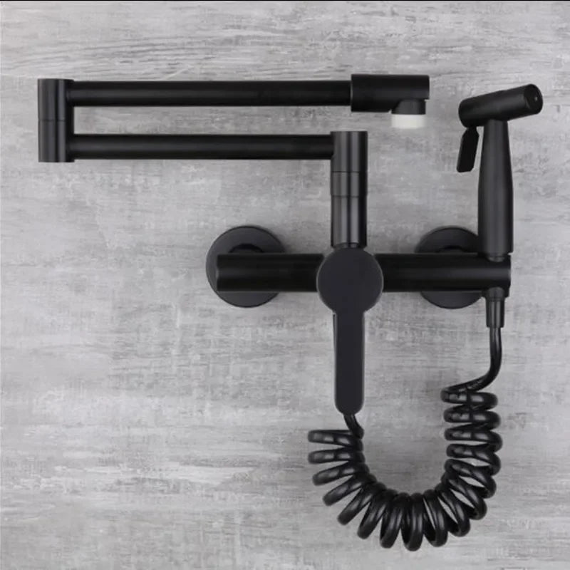 Black Sink Mixer 304 Sus Wall Mounted Foldable