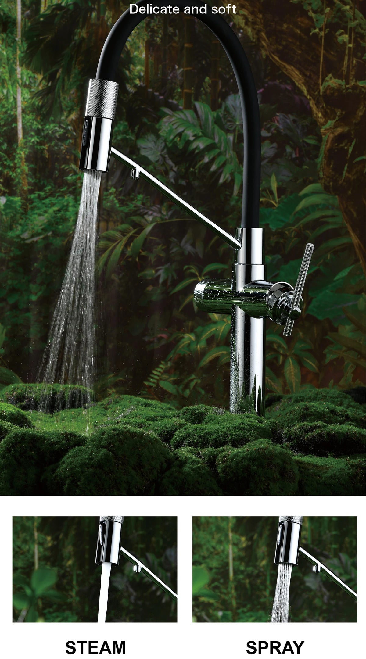 Aitana Brushed Rose Gold Pull-Out Faucet Luxury Drinking