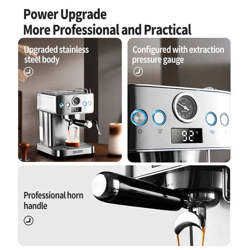 20bar Semi-Automatic Espresso Machine Stainless Steel Casing