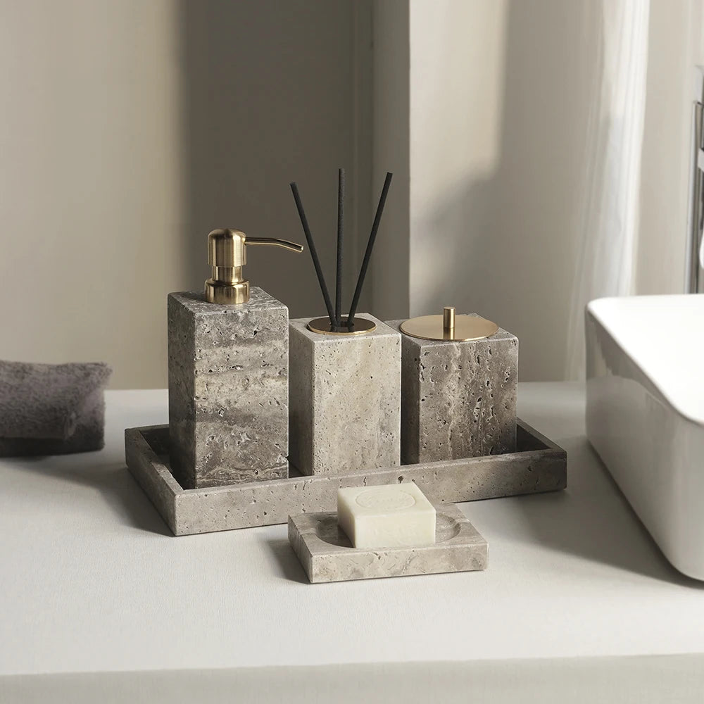 Grigio Travertino Bathroom Sets Vintage Marble Soap Holder