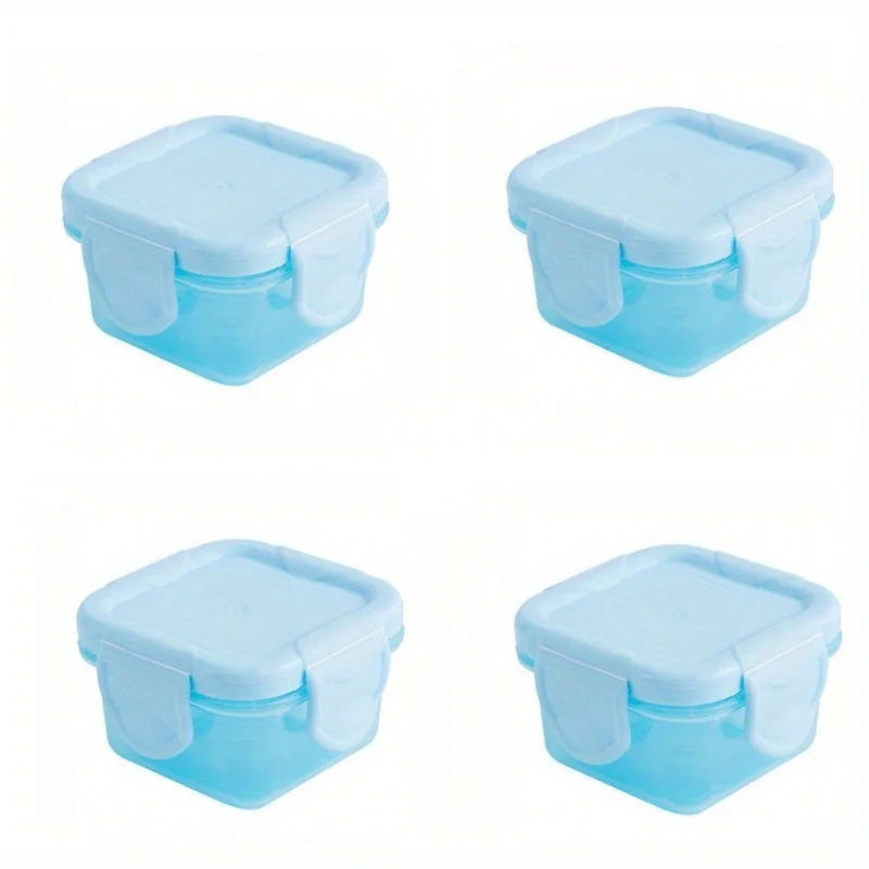 4pcs Mini Food Storage Container Leakproof Lid Sauce