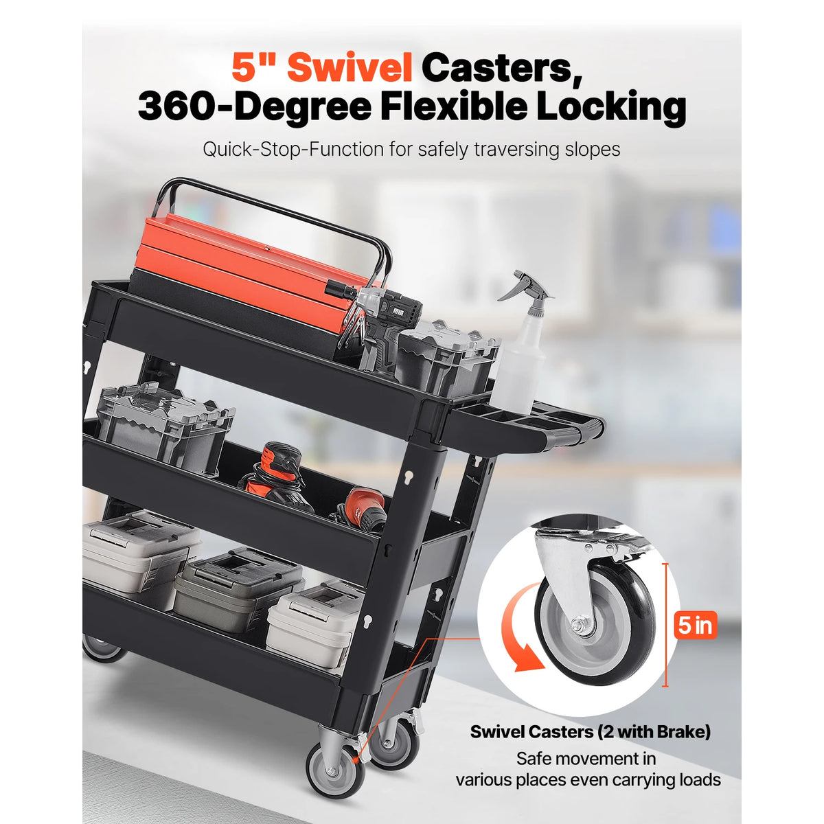 Succebuy 2/3 Shelf Utility Service Cart Dolly 360