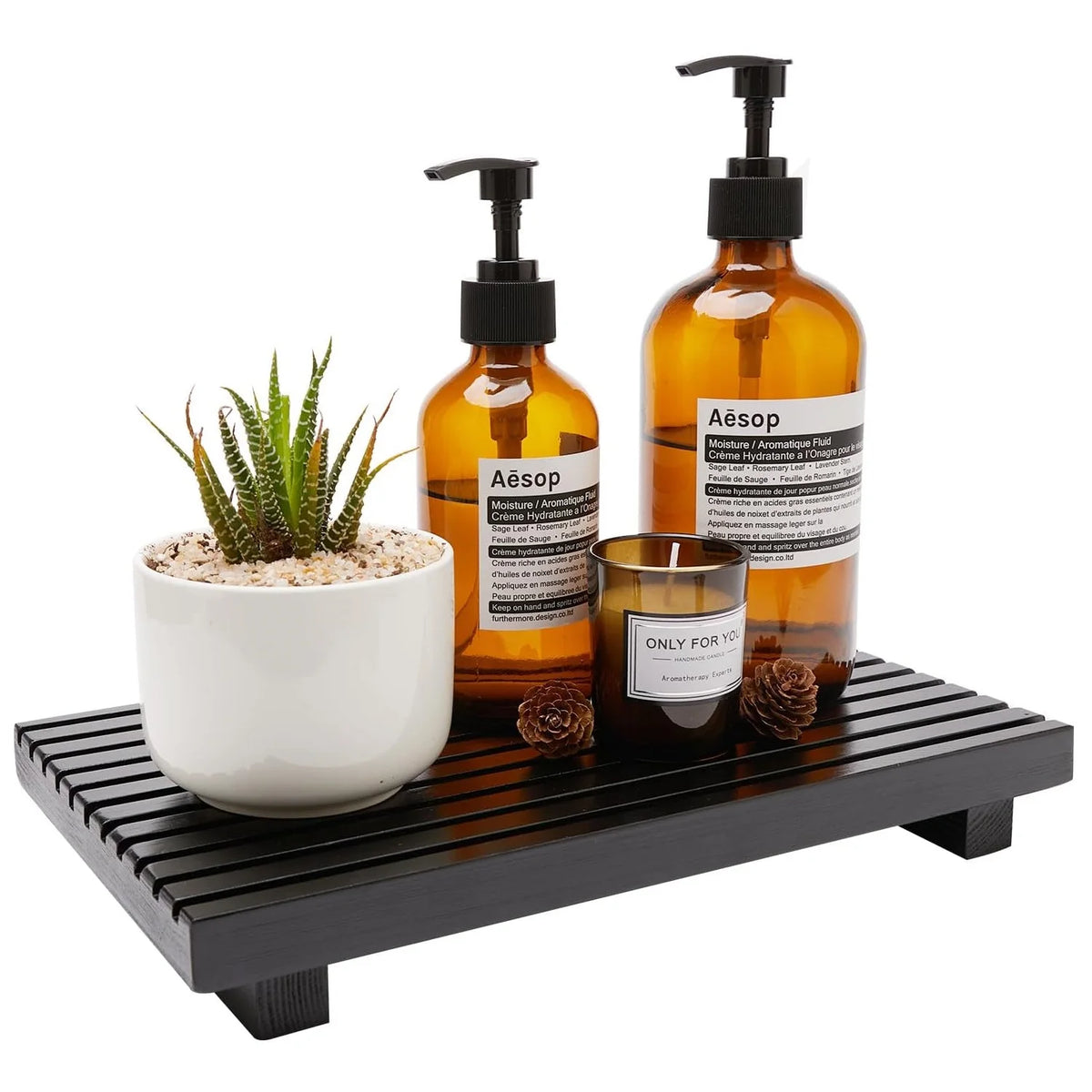 Bathroom Counter Organizer Wooden Display Pedesta Stand