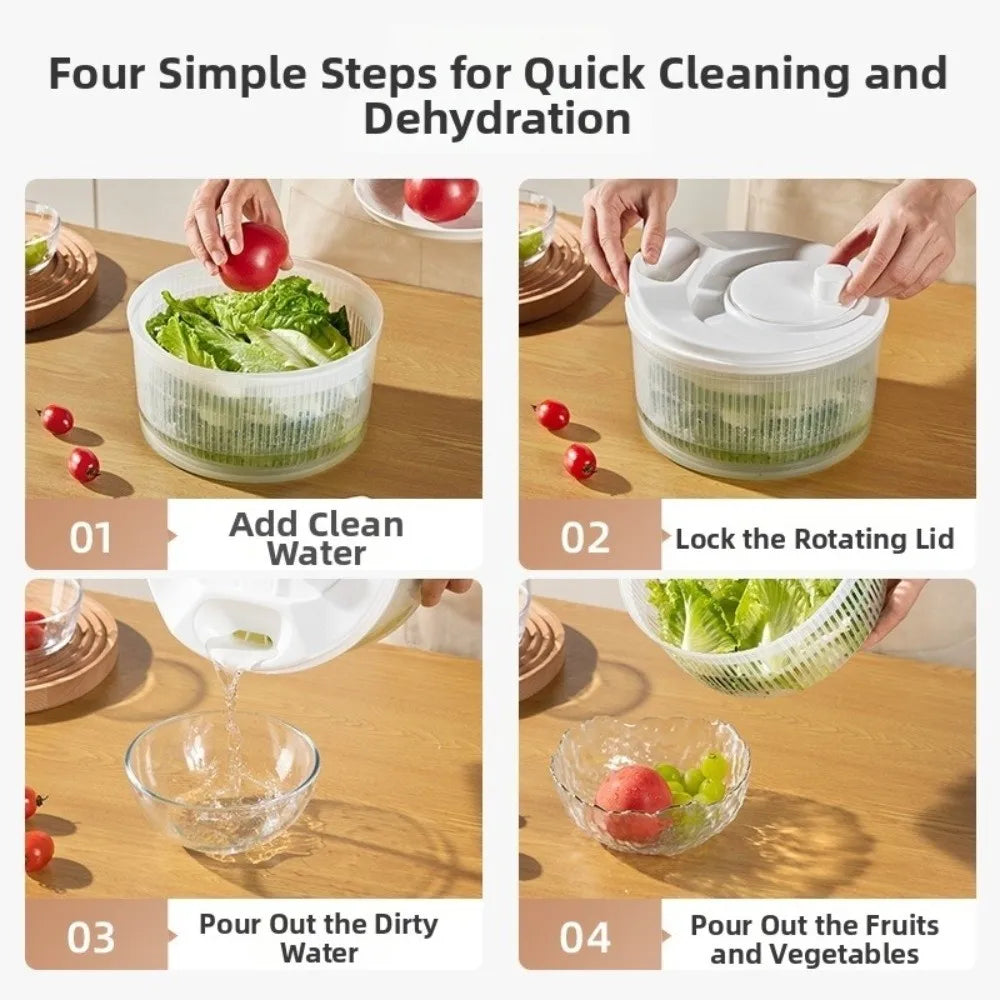 White Vegetable Dehydrator Salad Spinner Dryer Fruit Lettuce