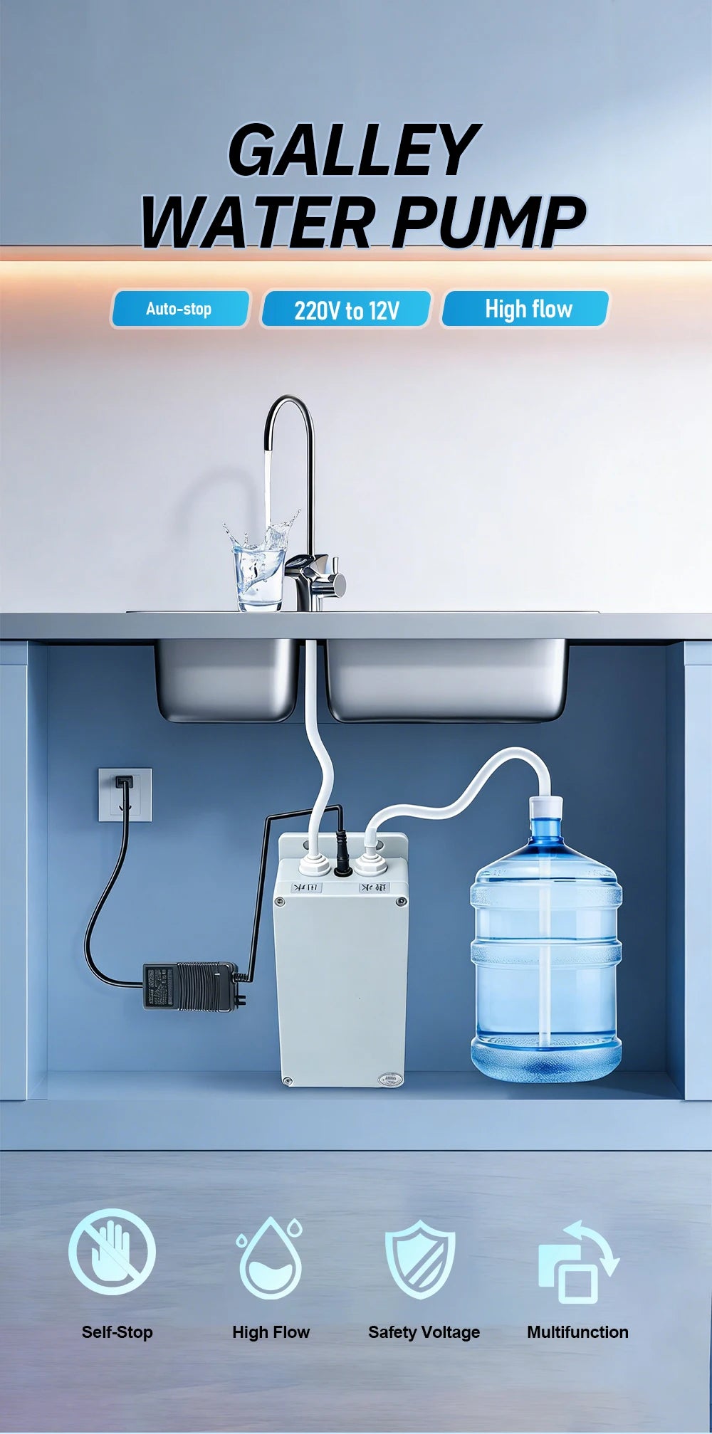 Tungfull 12v Electric Water Pump Faucet Galley Automatic
