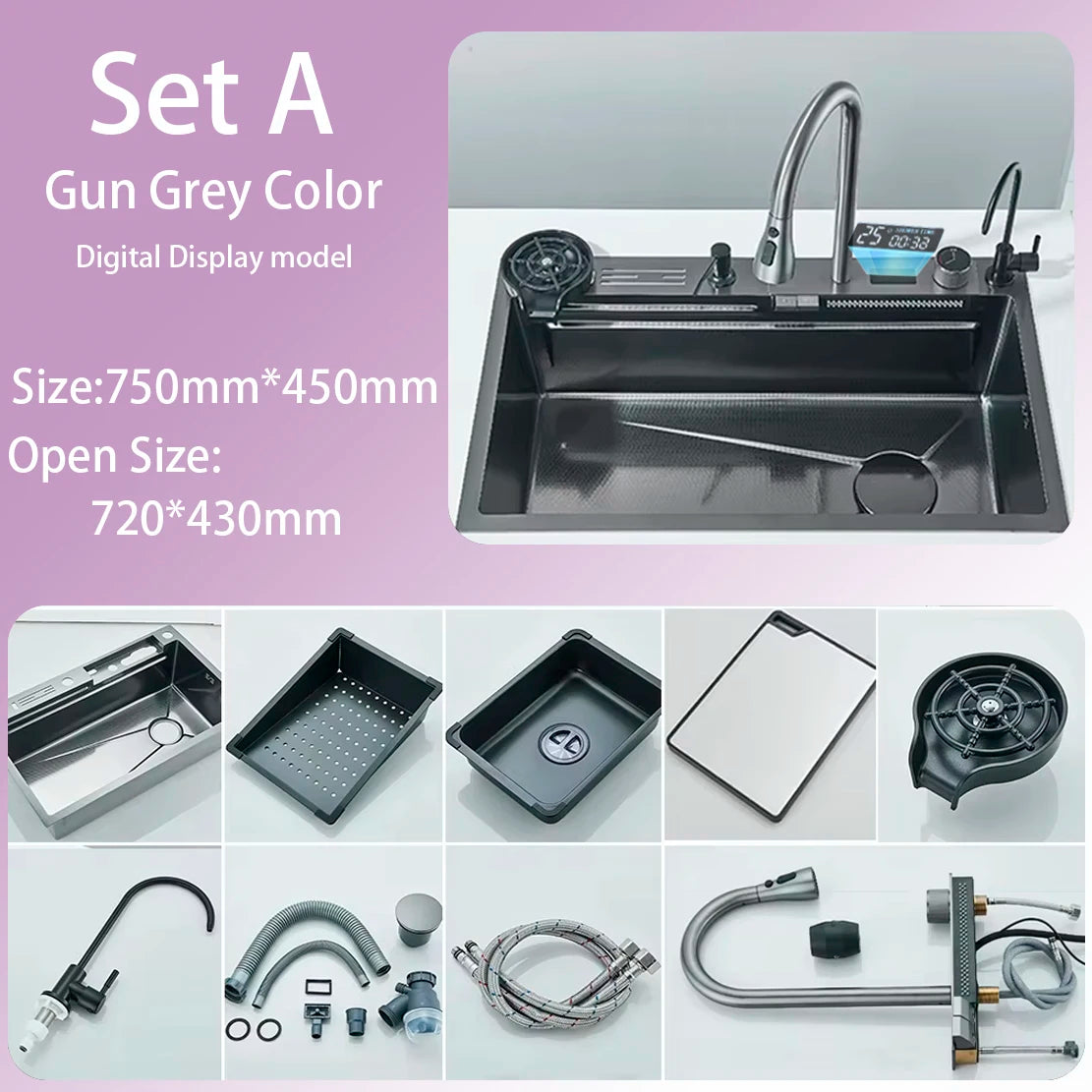 Sink Faucet Large Integrate Digital Display Multi-Function