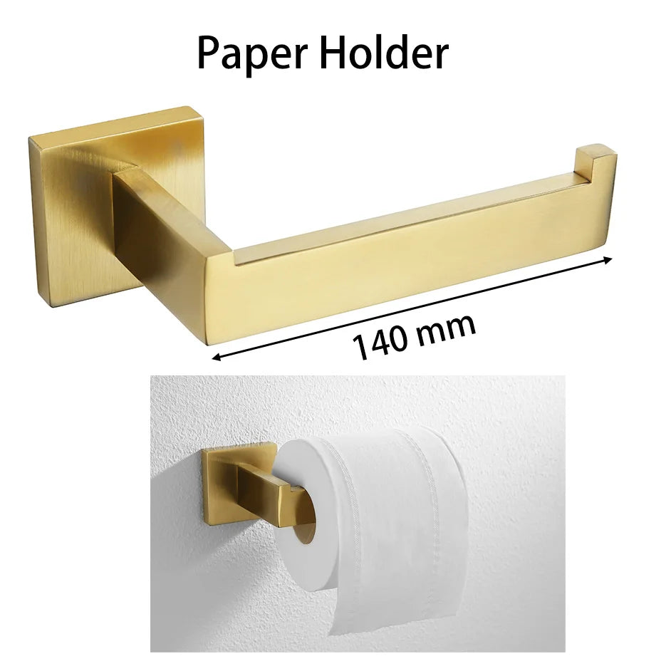 Gold Brushed Bathroom Hardware Towel Bar Rail Toilet