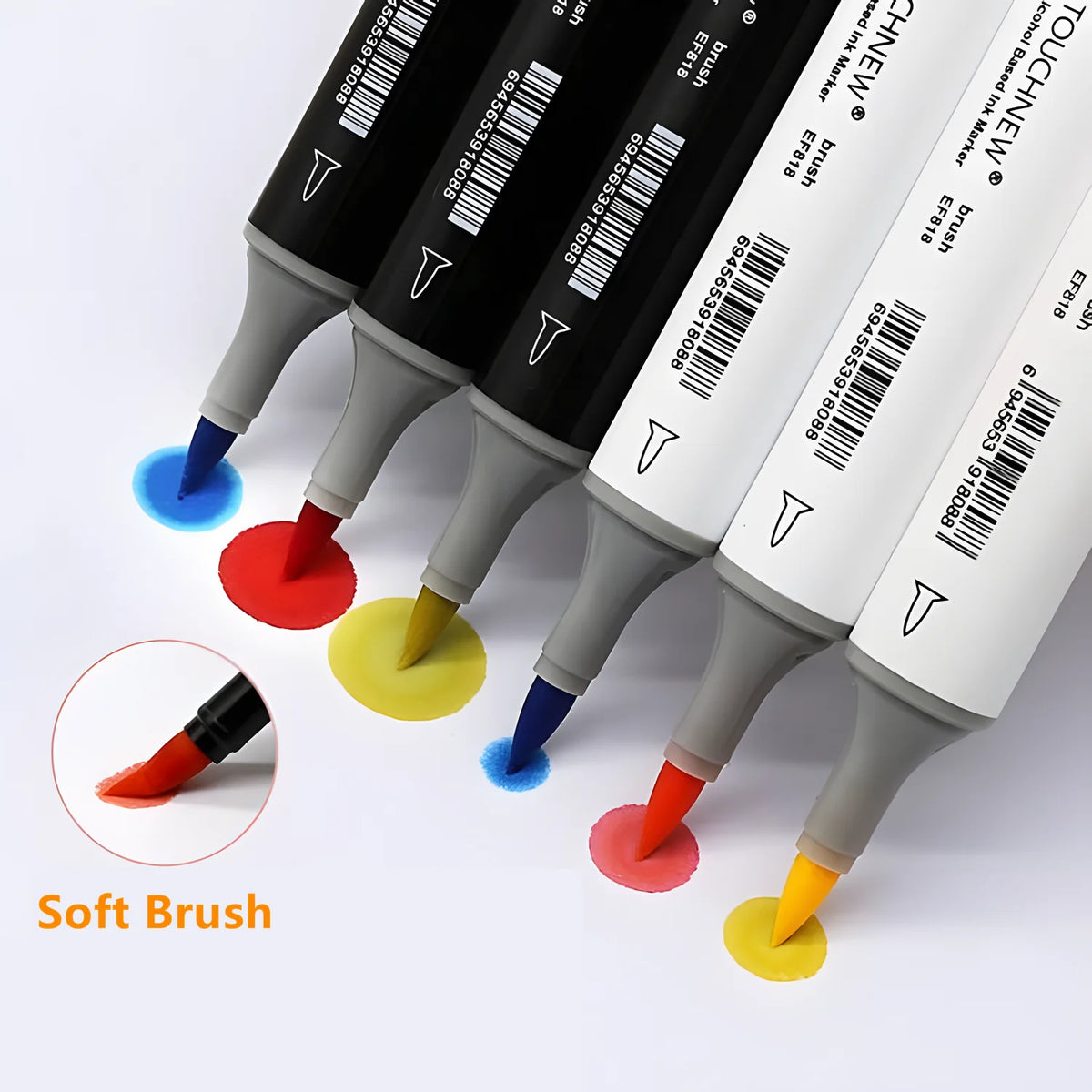 Touchnew Alcohol Markers Soft Brush Dual Tip Fine&Chisel