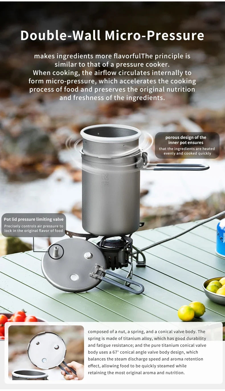 Keith Titanium Pressure Cooker 1800ml 520g Lightweight Camping