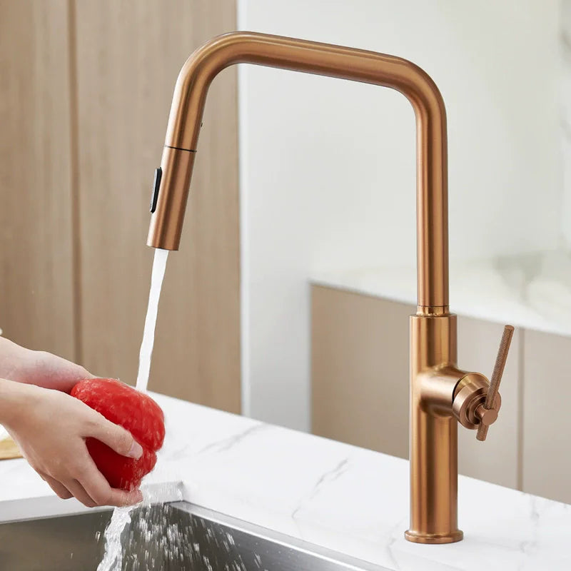 Brushed Rose Gold Pull Out Faucets Brush Gold