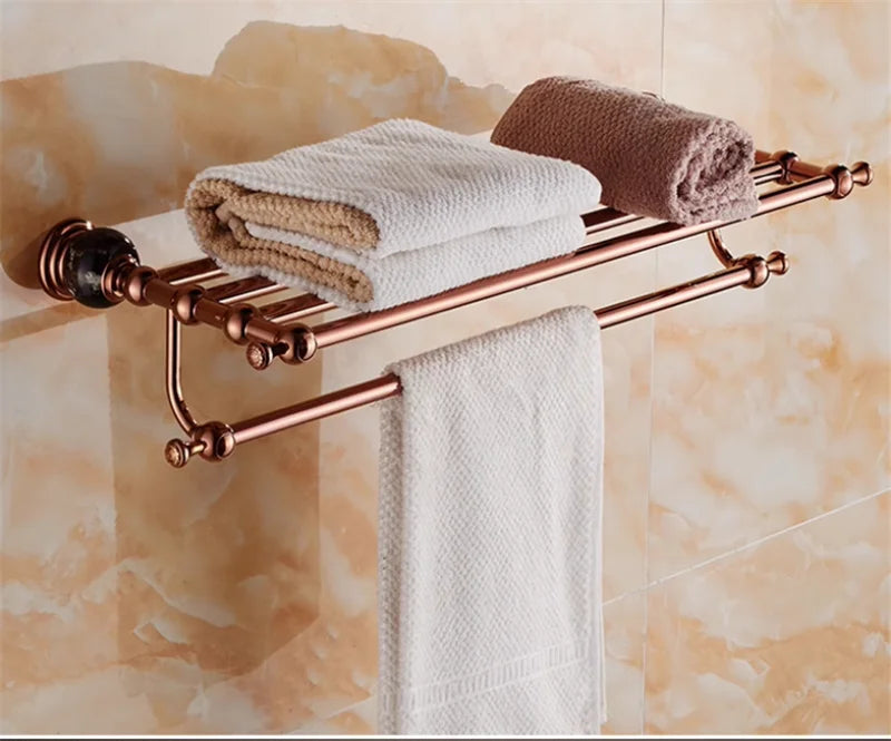 Bathroom Bath Shelf Rose Gold Paper Holder Towel