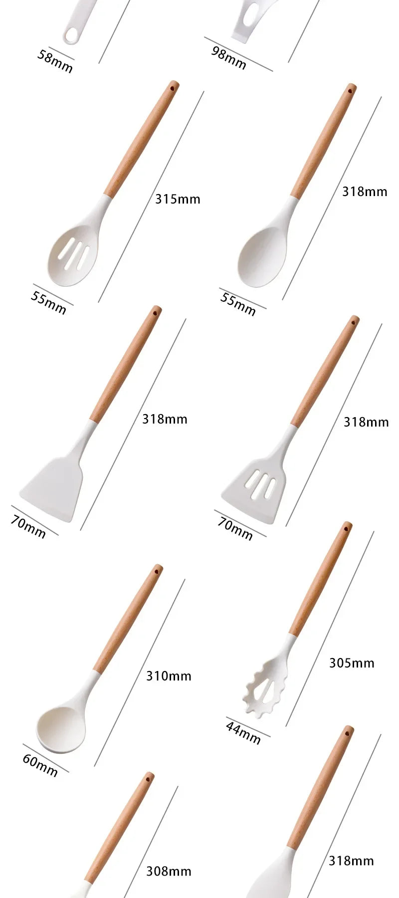 12pcs Silicone Utensils Non-Stick Cookware Spatula Shovel Egg