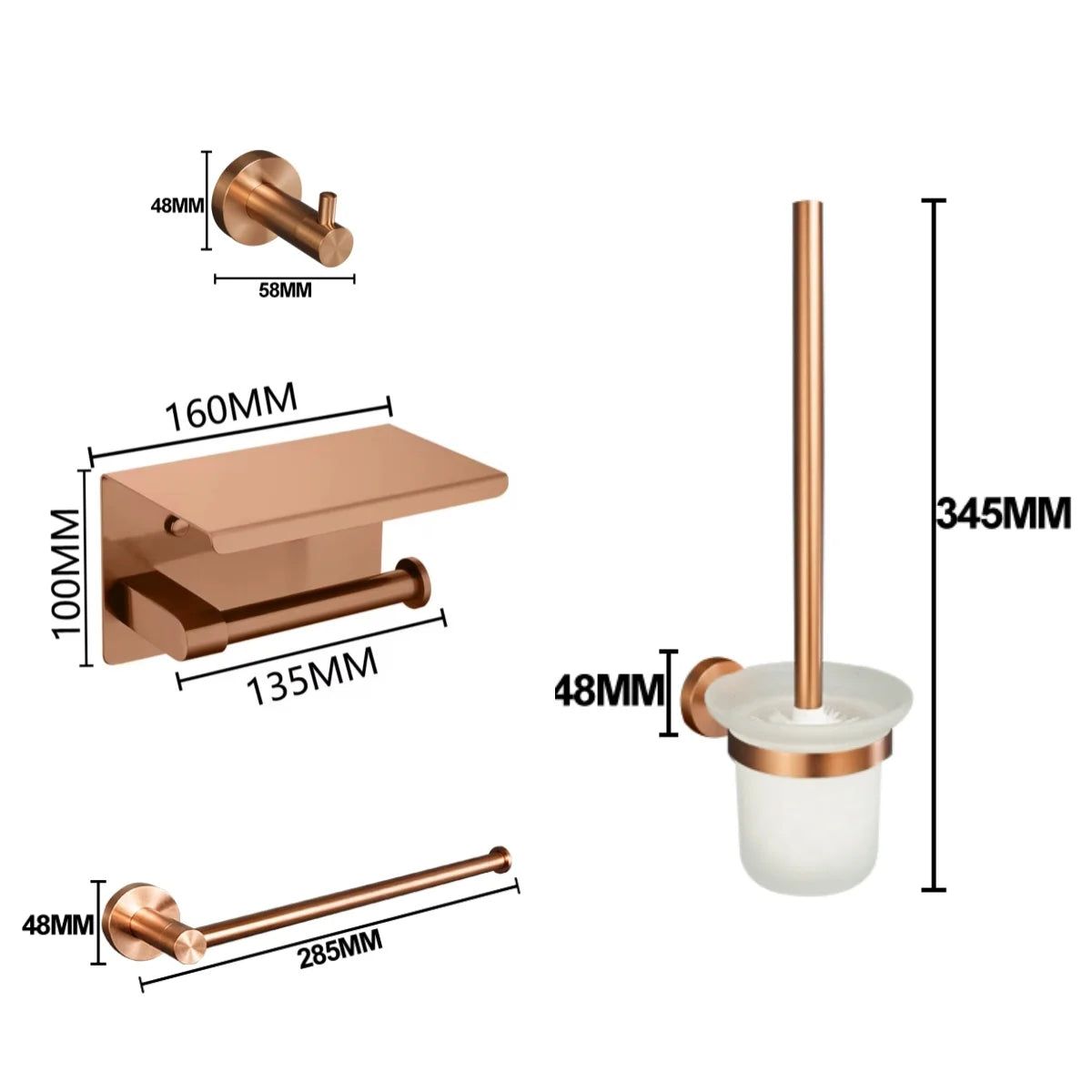 Brushed Rose Gold Stainless Steel Wall-Mounted Bathroom -Towel