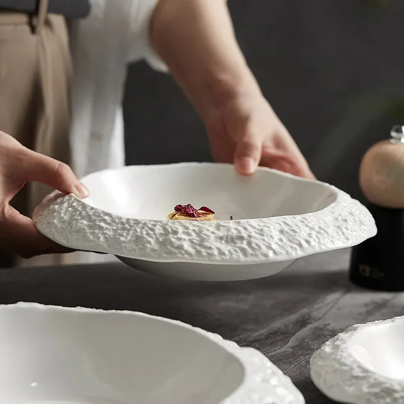 Rock Patternceramic Plats White Dinner Plate High-Grade Tableware