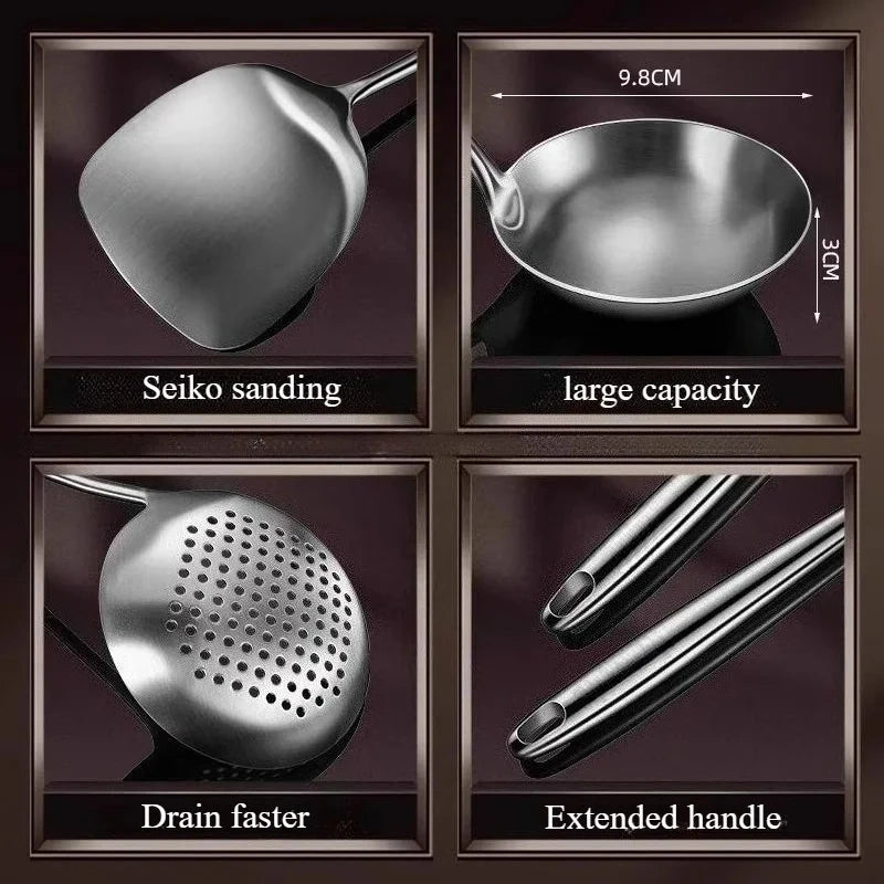 Utensils Food Stainless Steel Wok Spatula Ladle Skimmer