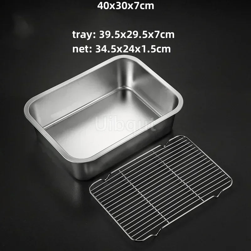 Thicken Stainless Steel Serving Tray Lid Rectangle Metal