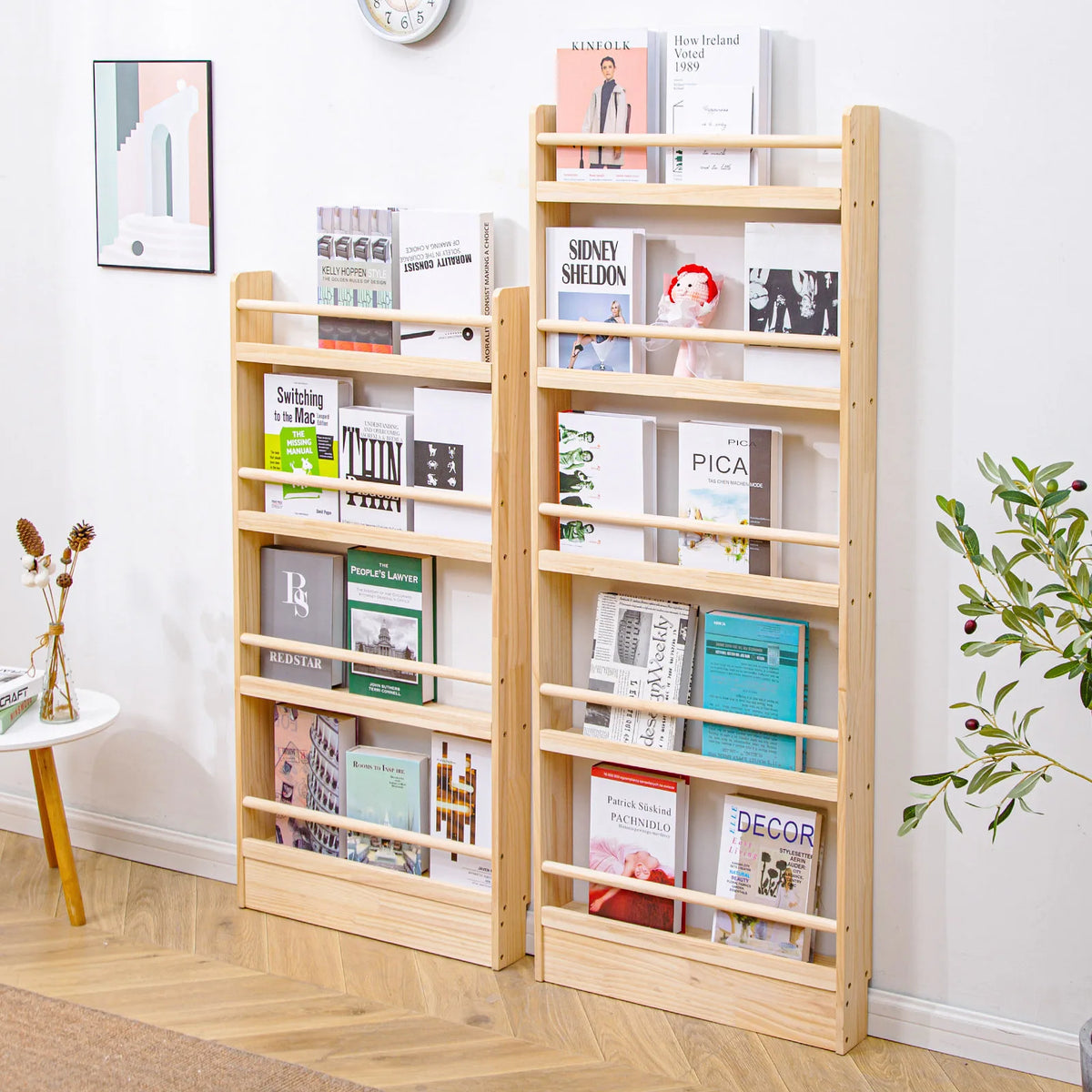 Solid Wood Narrow Bookshelf Door Backspace Saver Children