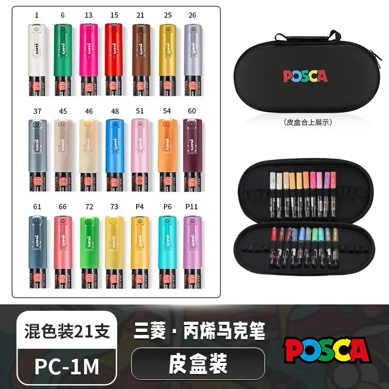 Uni Posca Markers Colors Pc-1m/3m/5m Acrylic Gift Box
