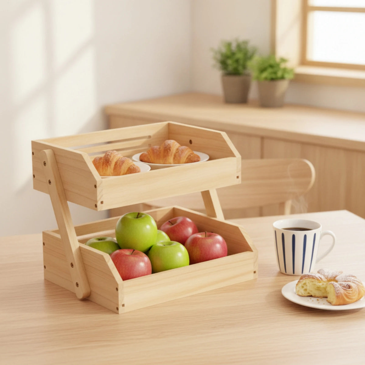 Countertop Organizer Ventilated Rack Trays Wooden Storage Rack