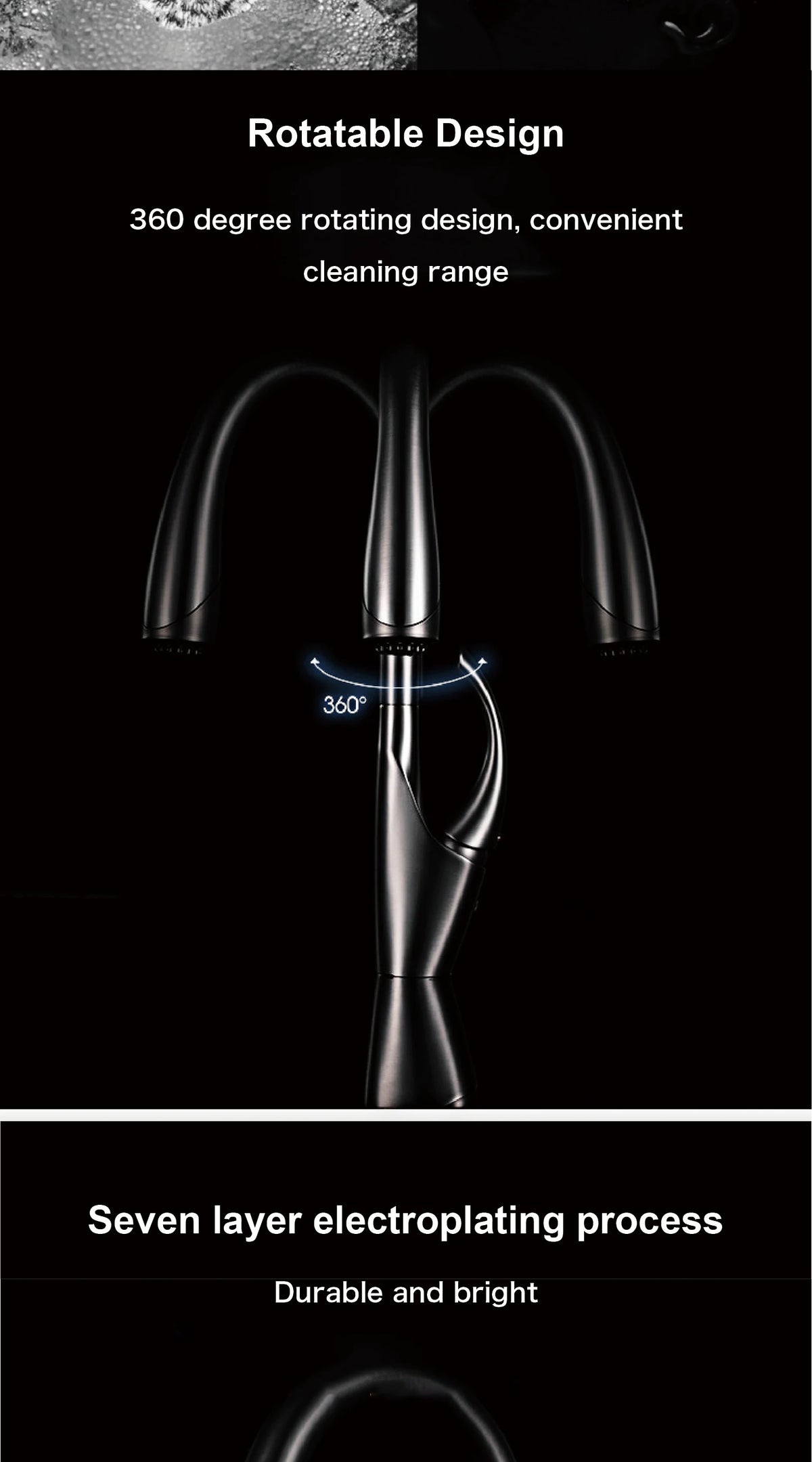 High End Touch Black Faucet Brass Pull Out
