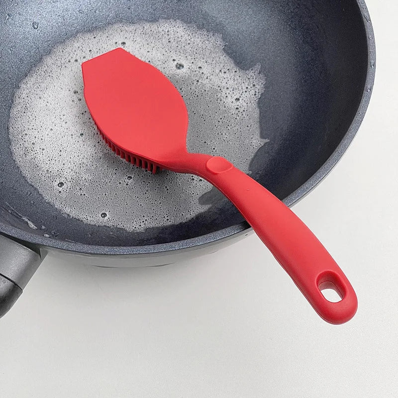 Long Handle Silicone Dishwashing Brush Hangable Pot &