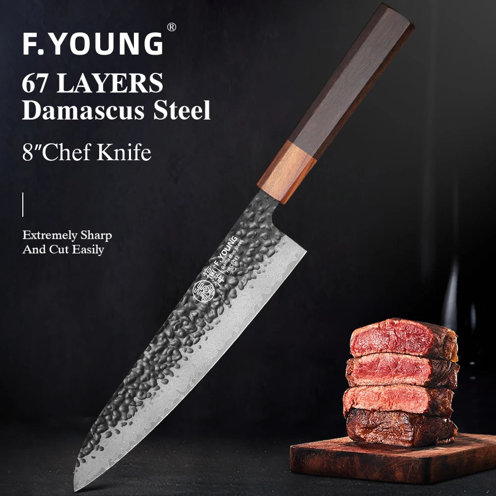 Young Japanese Handmade Chef Knife 67 Layer Damascus