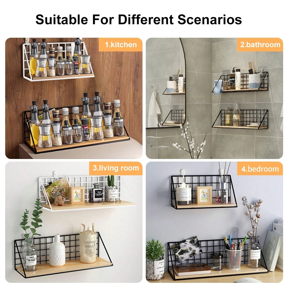 Spice Rack Hanging Wooden Spice Jar Storage Shelf