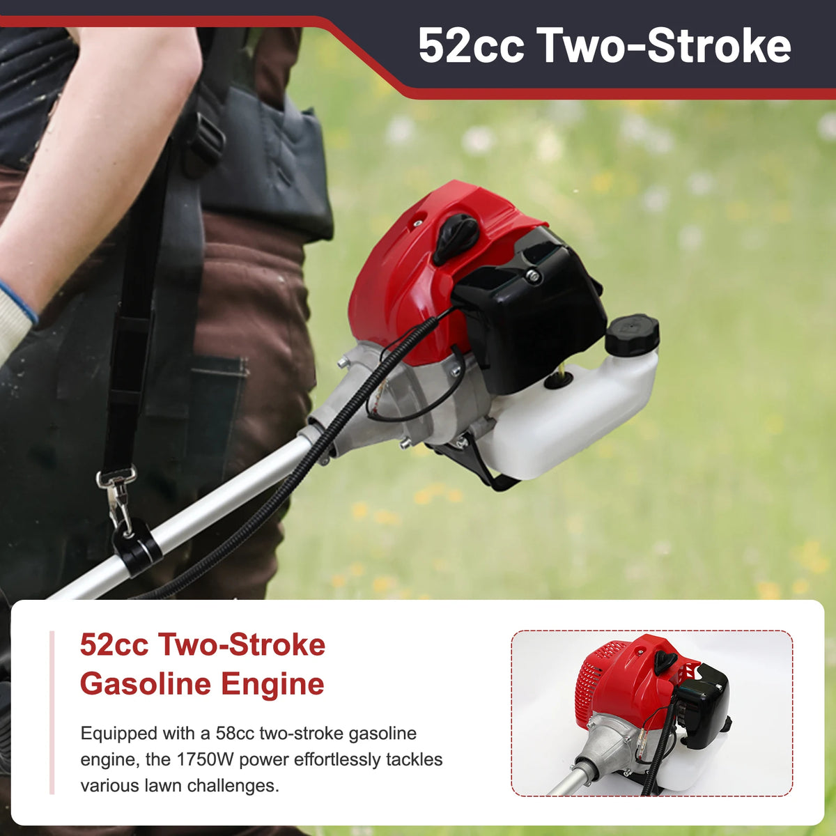 52cc Weed Wacker 2-Stroke Gas Grass Trimmer 4-In-1