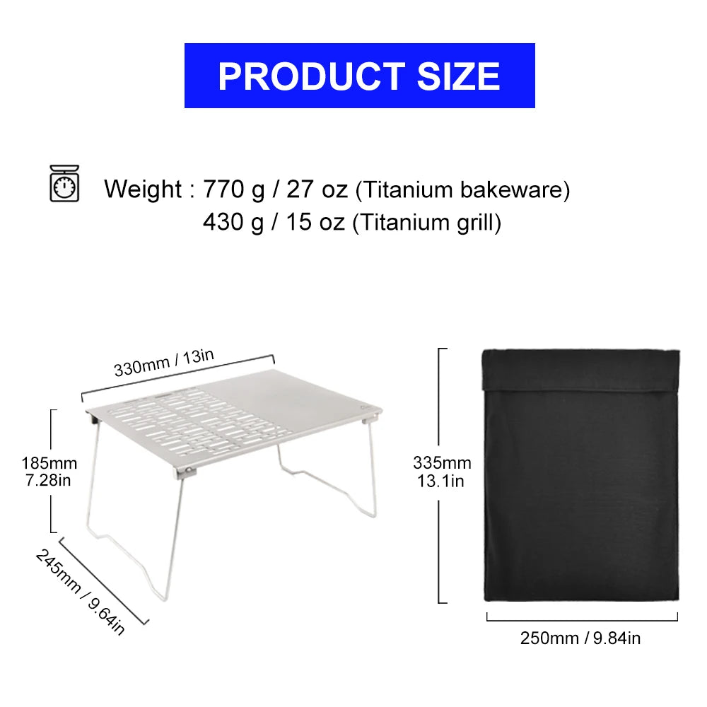 Widesea Titanium Charcoal Bbq Grill Net Folding Legs
