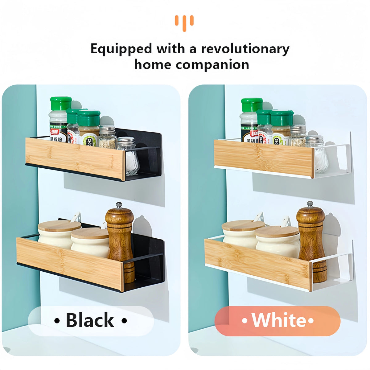 Magnetic Fridge Shelf Spice Storage Rack Black Iron