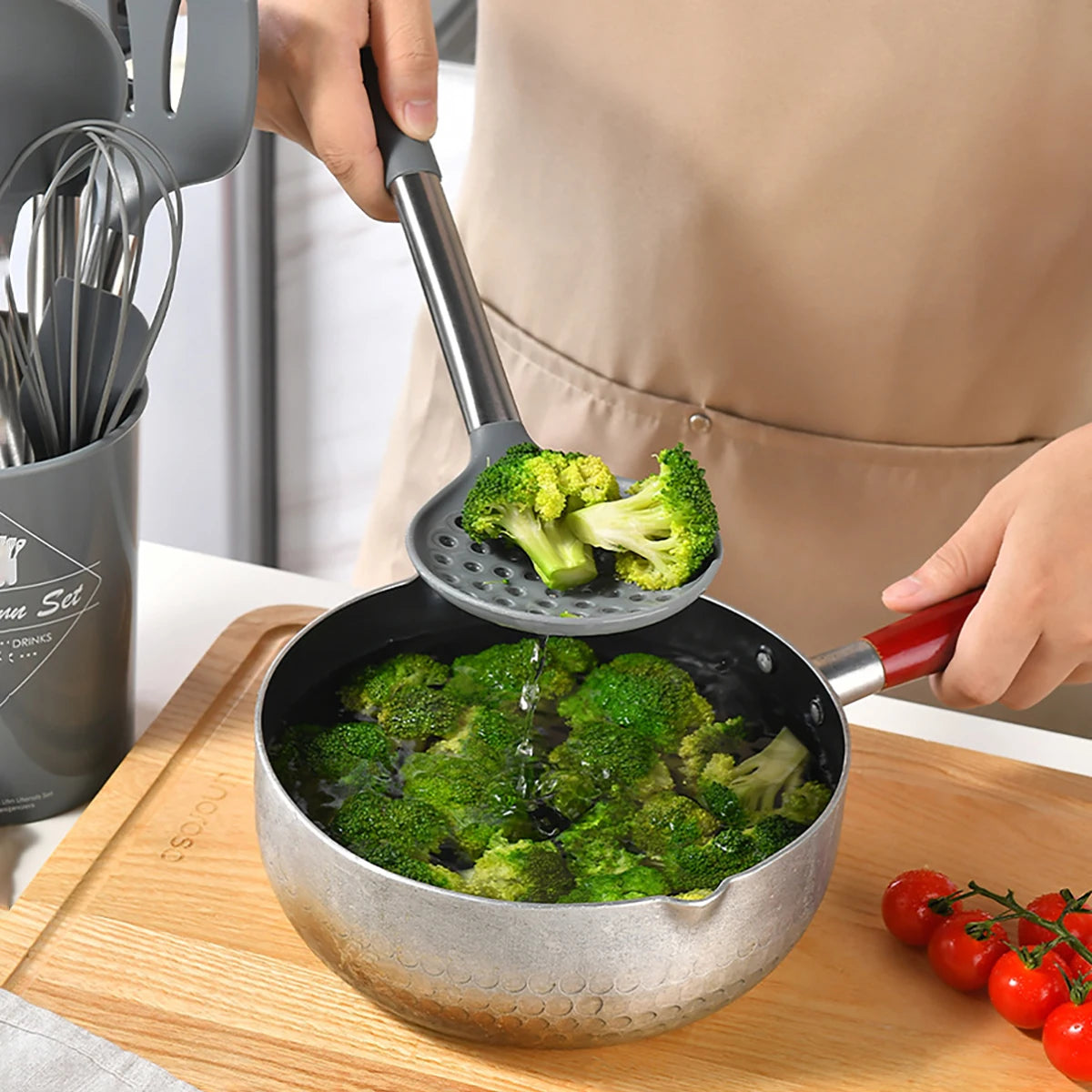 15pcs Silicone Kitchenware Stainless Steel Handle Cooking