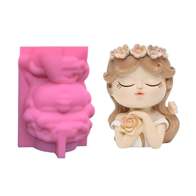 Flower Pot Silicone Mold Angel Girl Succulent Planter