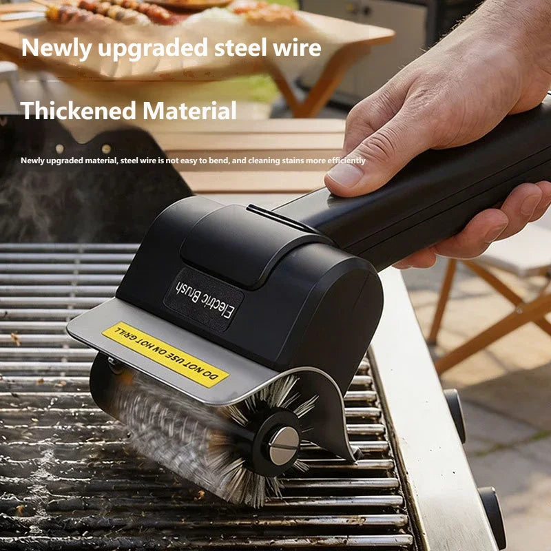 Electric Grill Brush Outdoor Bbq Handheld Grease Rack