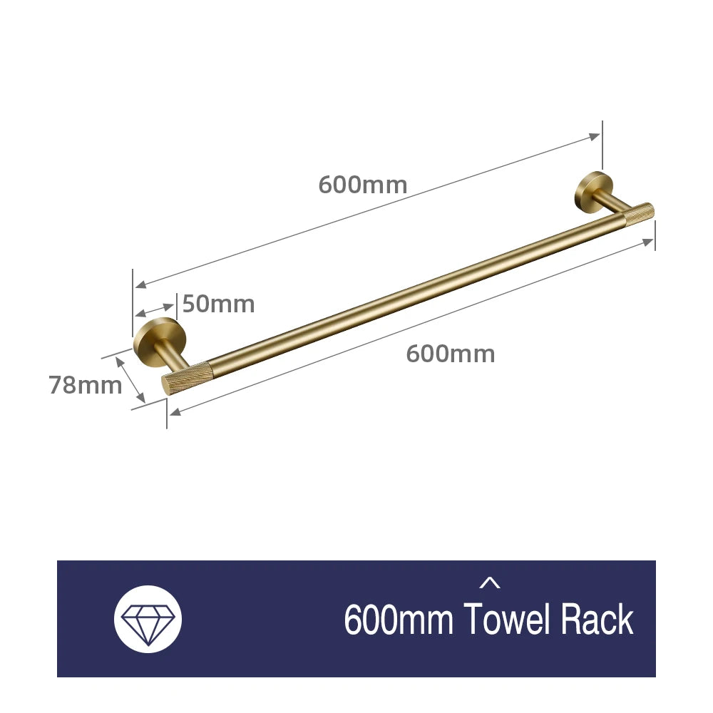 Brushed Gold Towel Rack Knurled Towel Bar Robe
