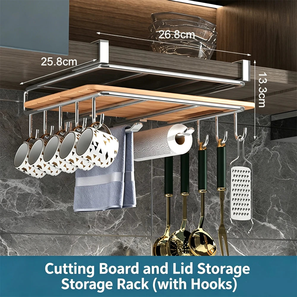 Space Saving Organizer Under Cabinet Hanging Rack Hooks