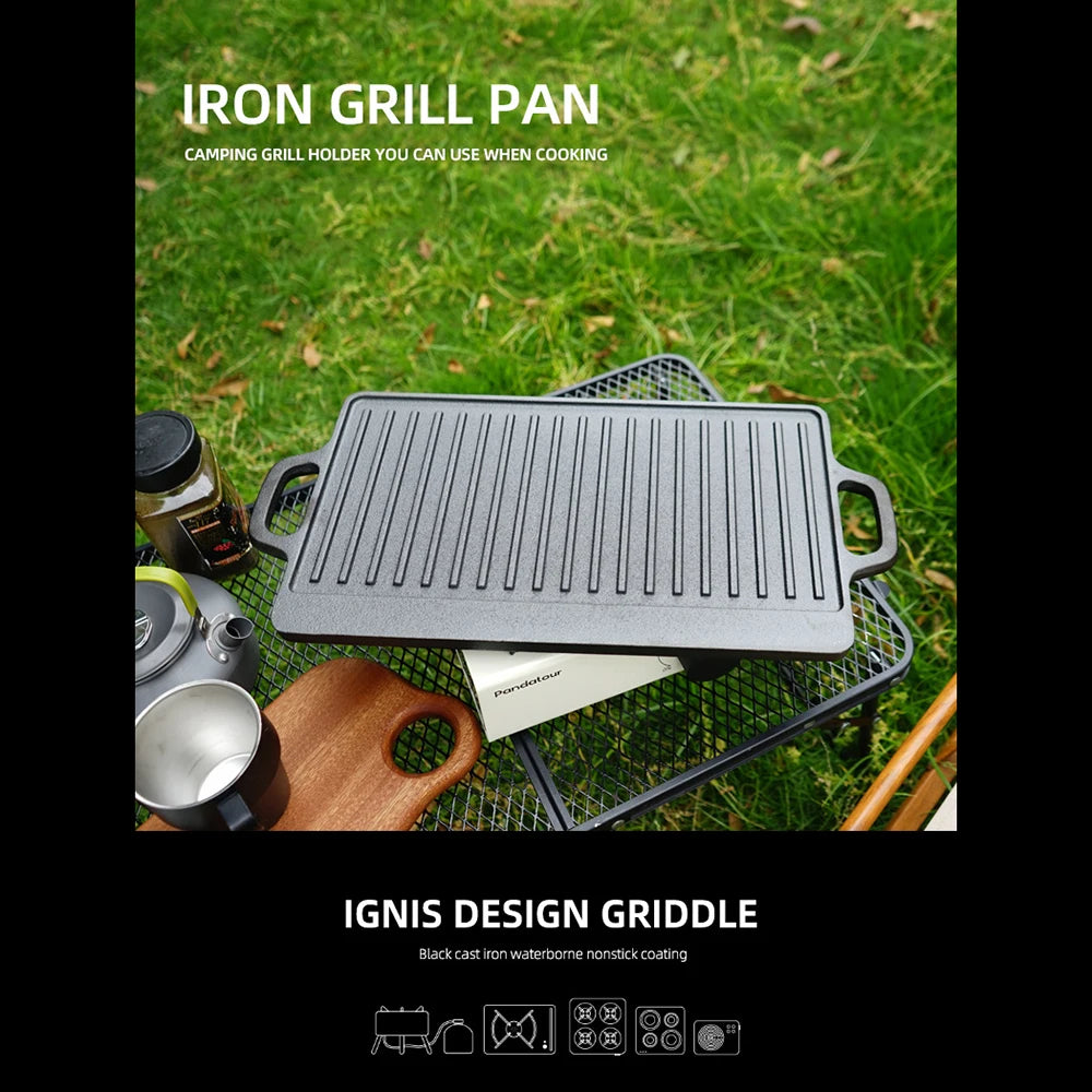 Cast Iron Reversible Grill Griddle Double Sided Grill