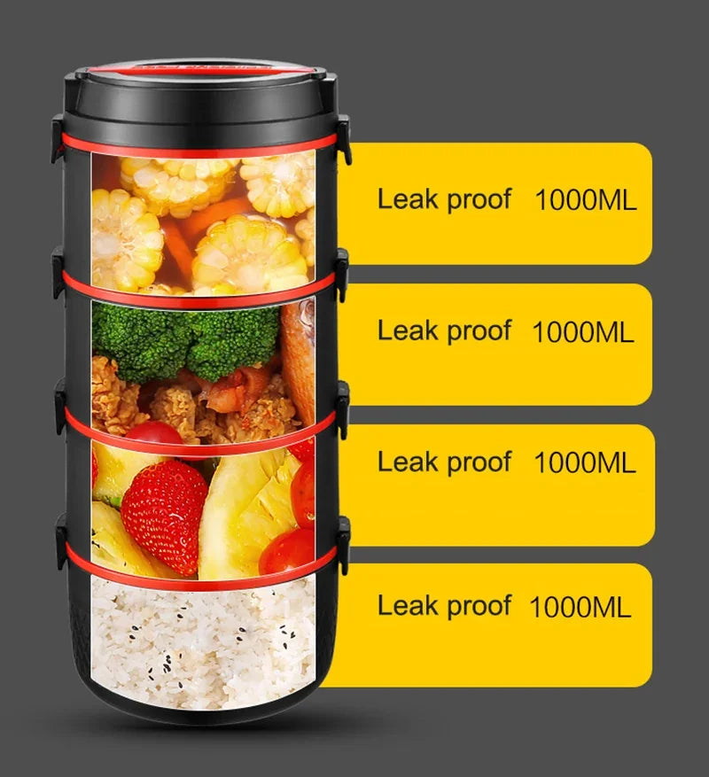 Layer Stainless Steel Lunch Box Kids Student Office
