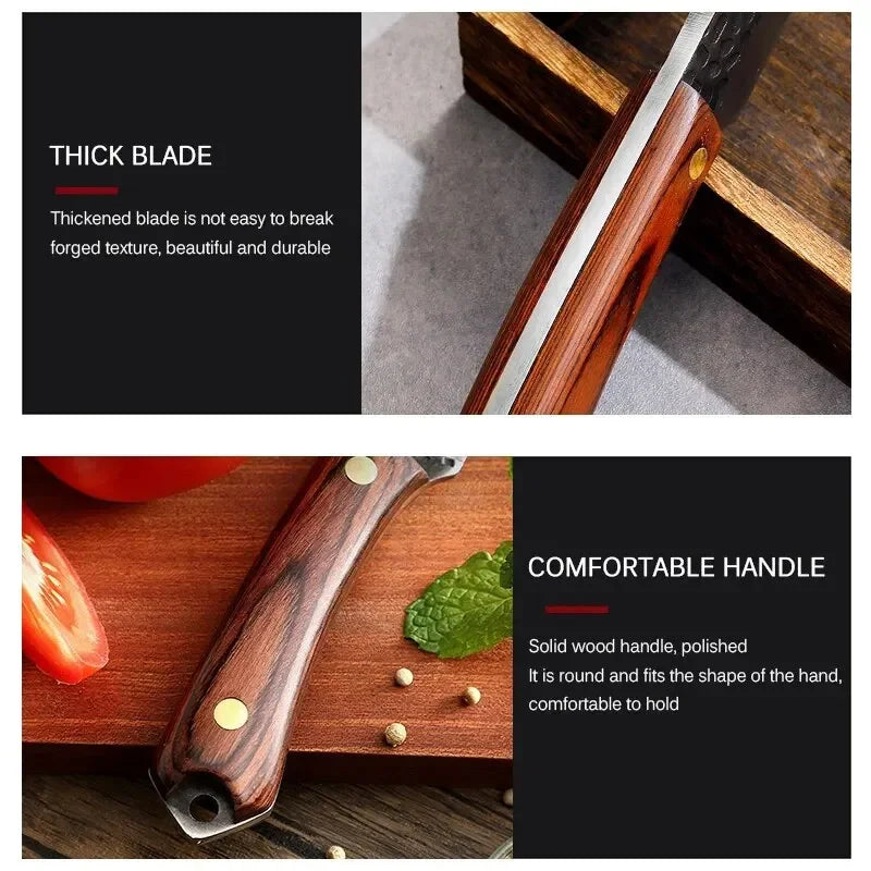 Meat Cleaver Boning Knife Forging Stainless Steel Wooden