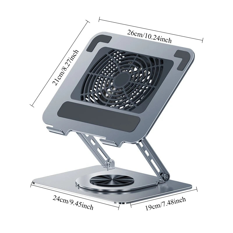 Rotating Laptop Cooling Rack Fan Elevated Cooling Base