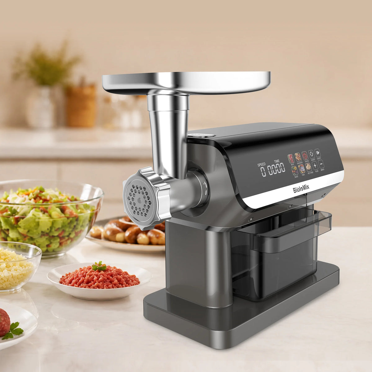 Biolomix 1600w Meat Grinder Touch Screen Presets Auto-Reverse