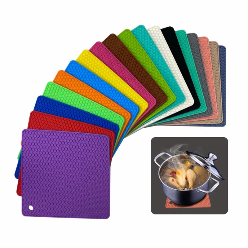 18cm Square Silicone Mat Heat Resistant Potholder Dining